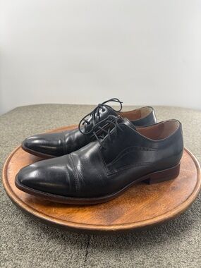 Johnston & Murphy Shoes Mens 8.5 Black Leather Lace Oxford Derby Loafer